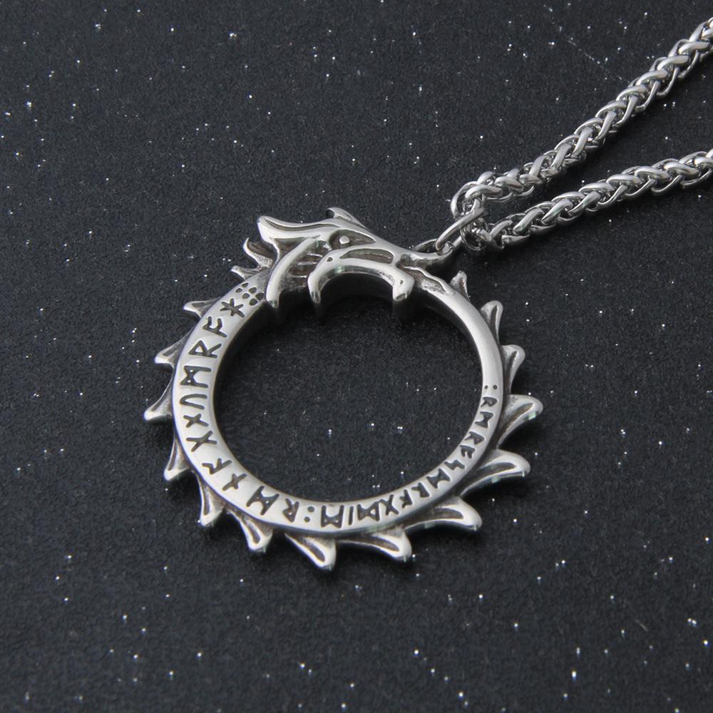 

Ожерелье из нержавеющей стали «Ёрмунганд» — амулет викингов «Уроборос» со змеей Мидгарда и алхимическим оловянным кулоном для мужчин и женщин Single Pendant