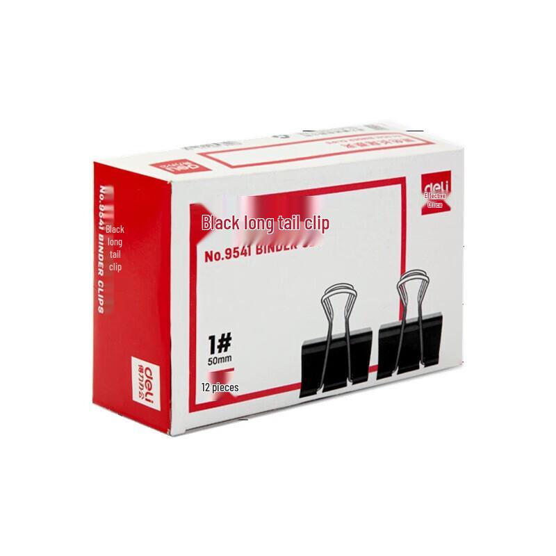 Deli 9541 Black Metal Binder Clips