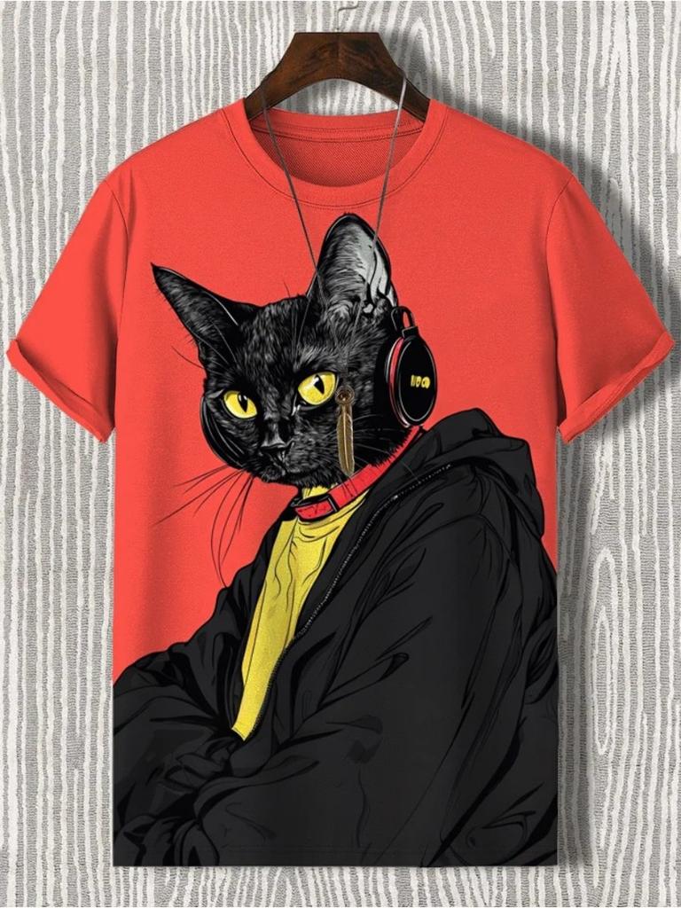 Men's Funny Animal Printed T Shirt Short Sleeved Tees Tops 3D Print O-Neck Shirts Party Summer Casual Men's Clothing Apparel