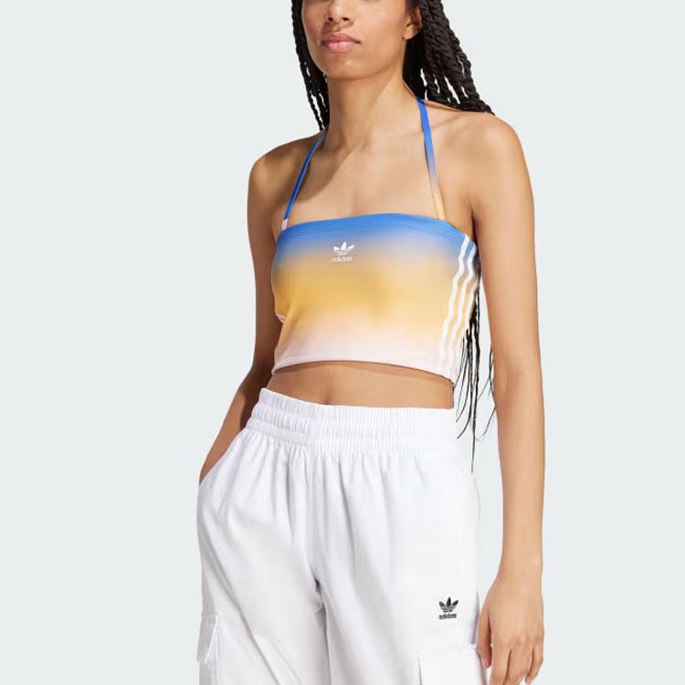 Adidas Oryginalne Top Tube Gradientowy Wąski Wygodny Elastyczny Bez Ramiączek Damski Top Niebieski JF8270