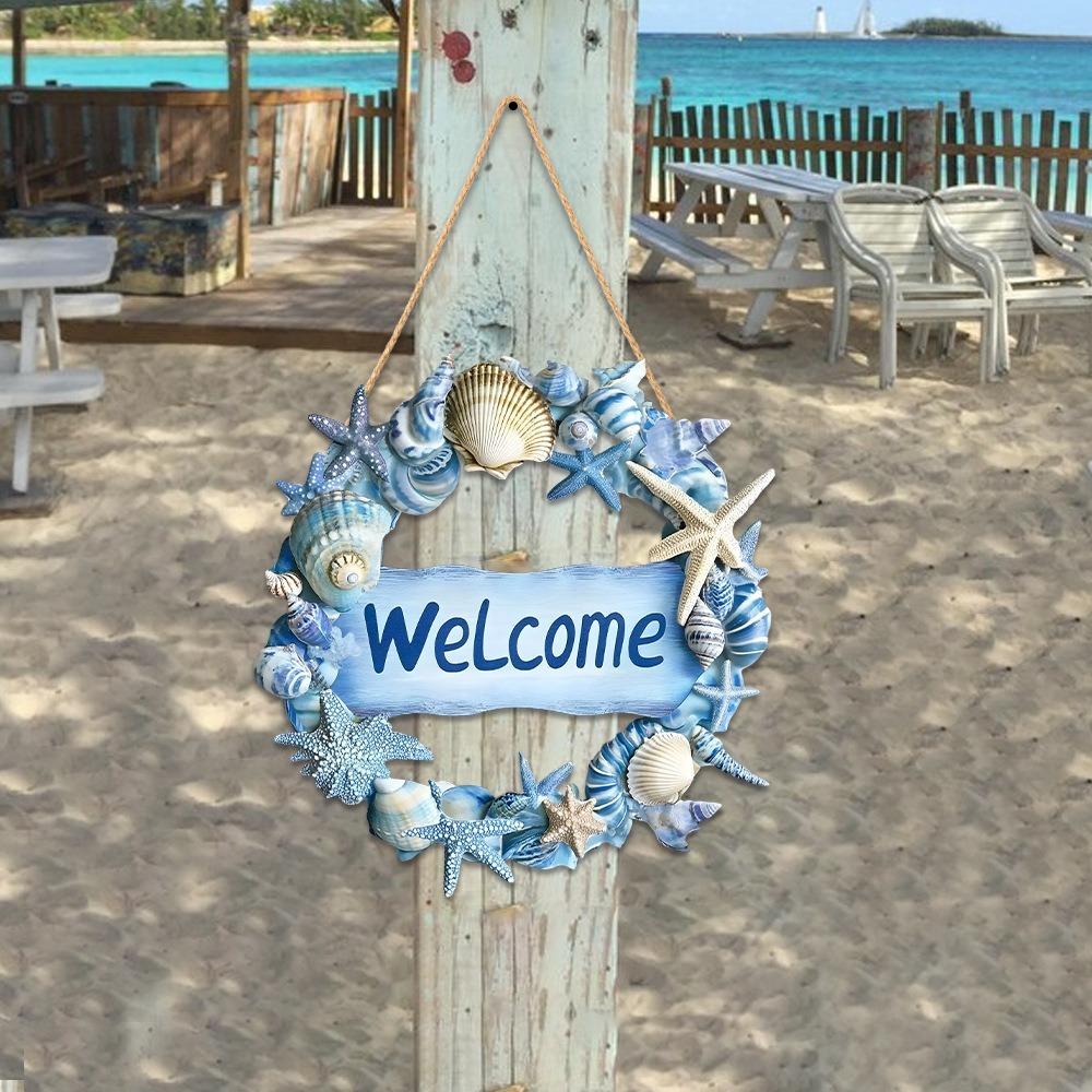 Funny Summer Welcome Wall Ornaments Wall Art Beach Shells Hanging Signs  Tropical