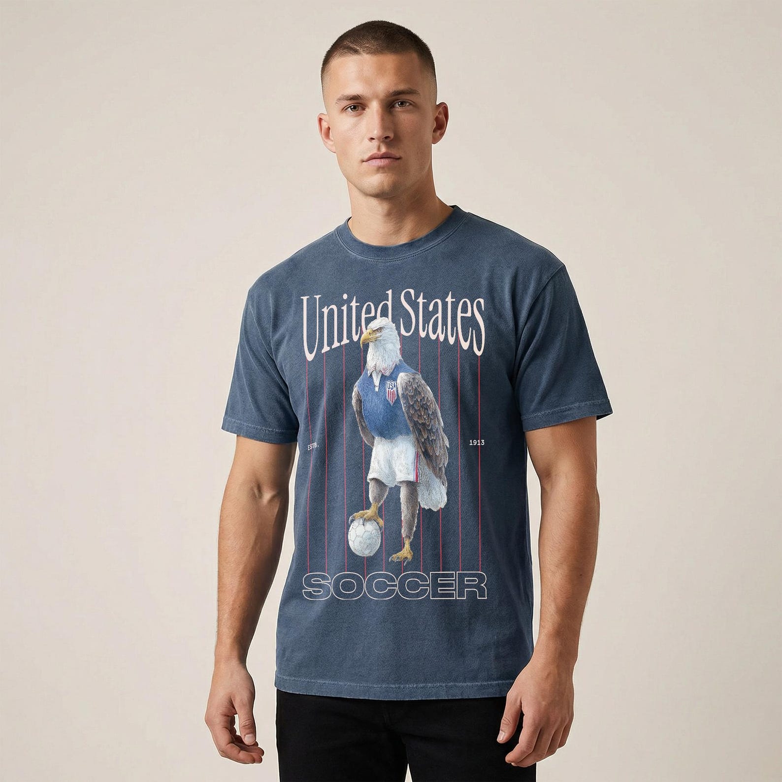 US Soccer T-Shirt, Vintage USA Eagle Team World Graphic Tee XL