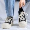 Fashion 2025 New Students' Casual Sports Shoes 38-46, Thick Anti-Slip Sole Lace-up with Black-White Color Simple Versatile Campus Style