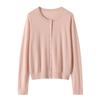 100 Worsted Wool Autumn New Solid Color Bag Button Crew Neck Knitted Cardigan Wool Knitted Cardigan
