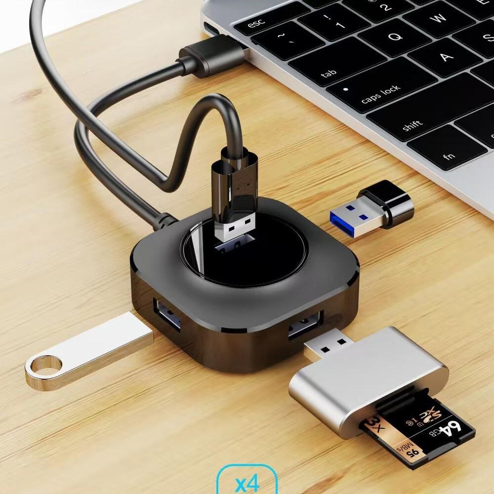 

4-in-1 USB 3.0 Hub Splitter: High-Speed Multi-Interface Data Transmission with Instant Read Capability 30cm Cable