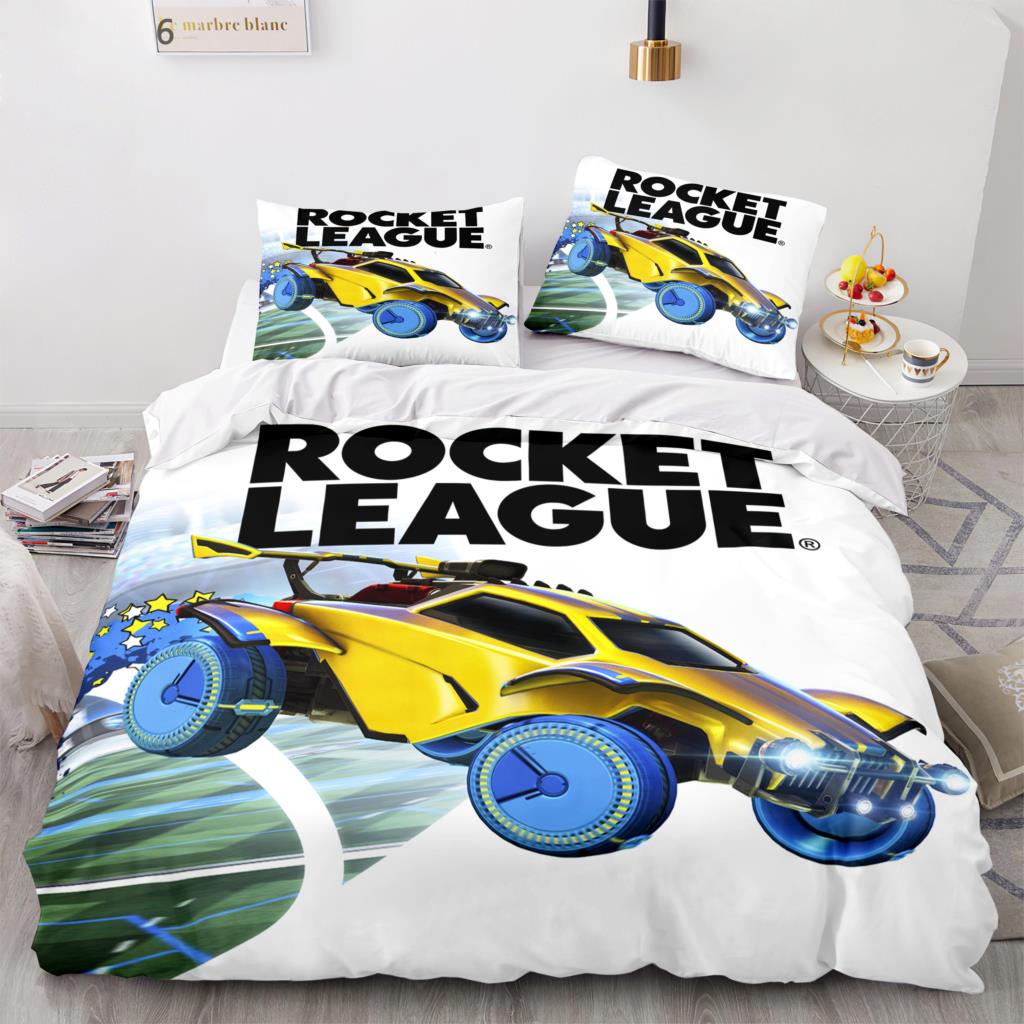 Set de lenjerie de pat Rocket League Cuvertură de pat Single Twin Full Queen King Size Mașină Rocket League Set de pat Dormitor pentru copii Husă de plapumă