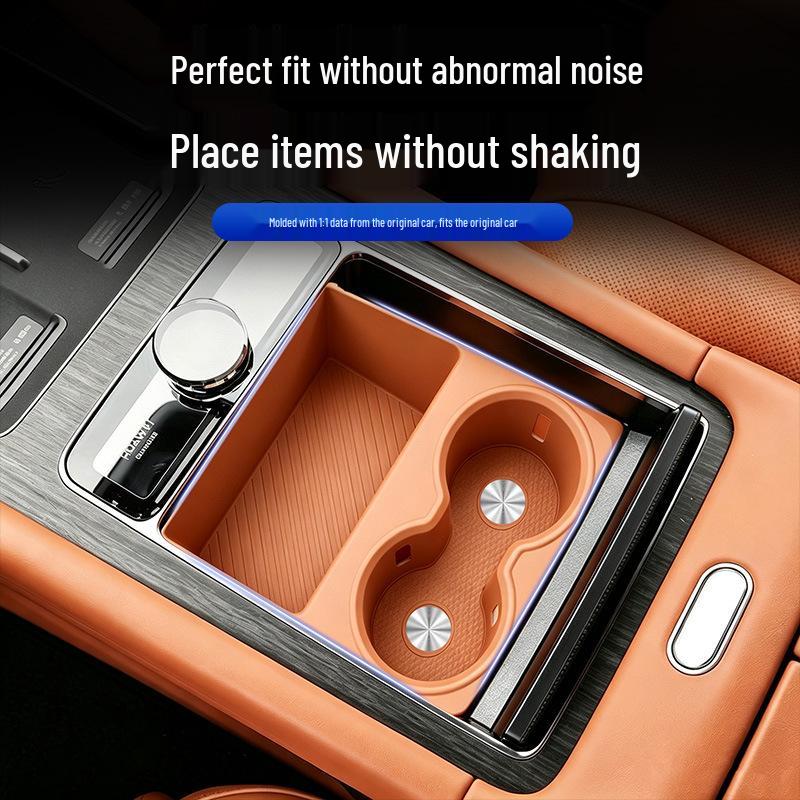 -Compatible with 26 AITO M9 Models: Central Control Cup Holder Tray & Protective Pad for Car Interior.