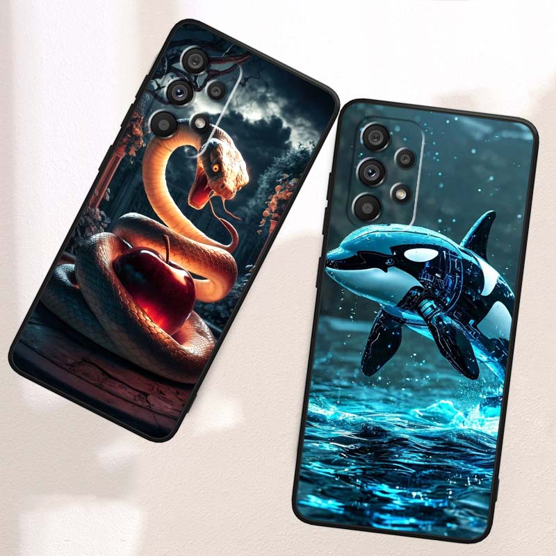 Anime Biology Design Phone Case For Samsung A73 A72 A71 A55 A54 A53 A52 A51 A13 A22 A16 A15 A12 A14 A26 A07 5G Black