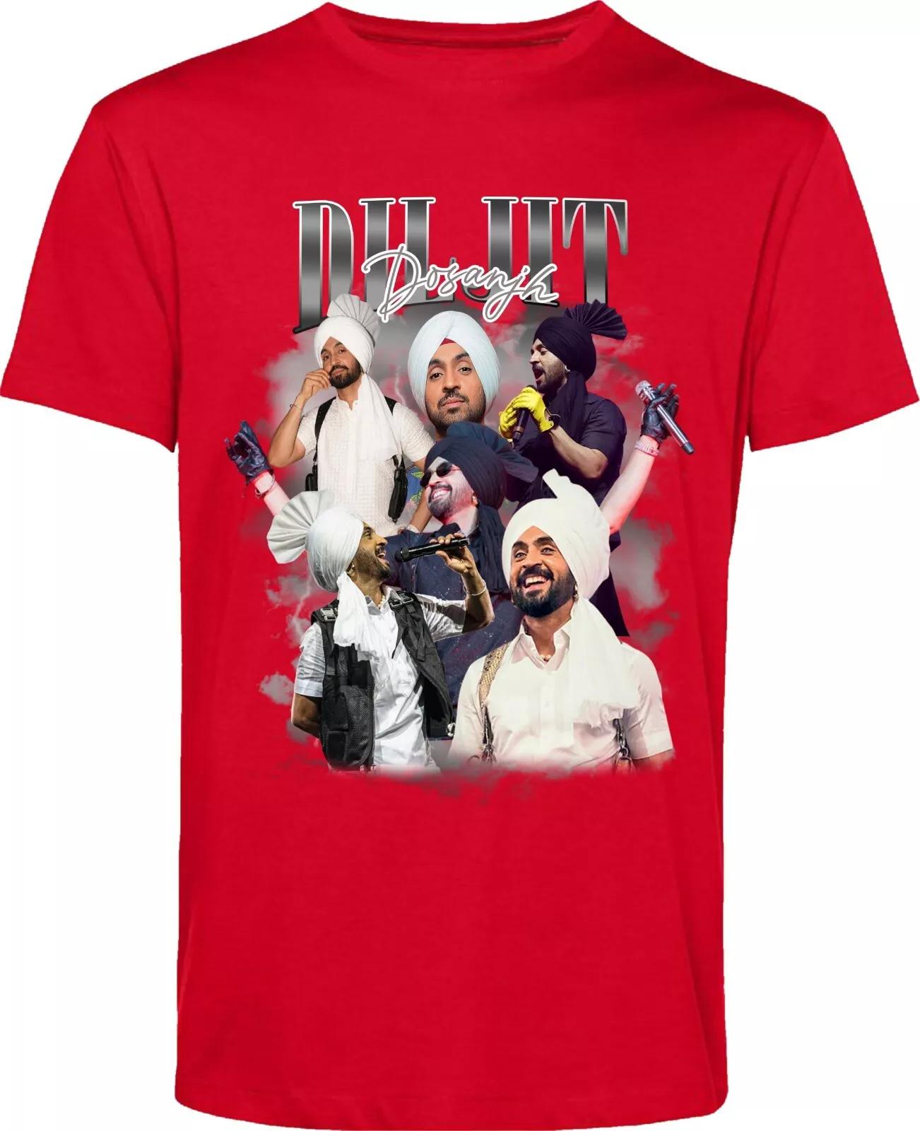 

Summer New Beauty Trendy Diljit Dosanjh T-shirt Punjabi Singer T-shirt Men and Women Pure Cotton Retro Fashion Short-sleeved Top 4XL