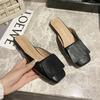 2025 New Baotou Half Slippers Women Wear Small Square Head Muller Retro Lazy Woman Sandals