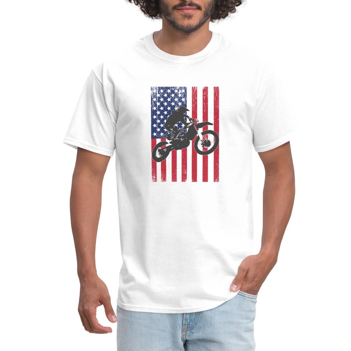 USA Dirt Bike | Motocross US Flag Men s T-Shirt XXL
