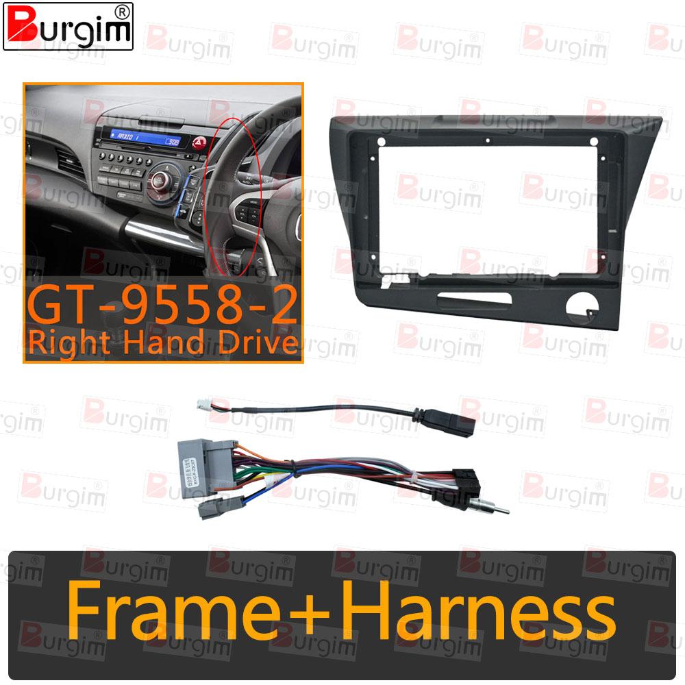Car Radio Fascia Frame For Honda CR-Z 1 CRZ 2010-2016 9 Inch 2DIN Stereo Panel Wire Harness Connector Power Cord Cable Adapter