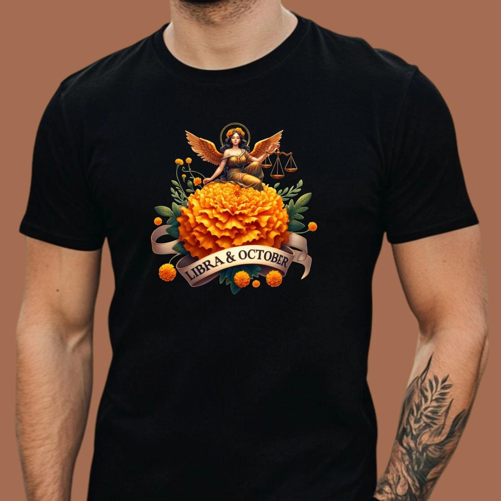 T-Shirt Herren Blumen Geburtsmonat und Sternzeichen XXL