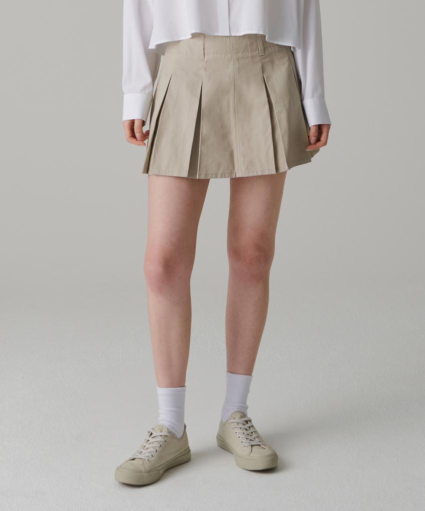 MUSINSA STANDARD WOMAN Women'S Cotton Pleated Mini Skirt [Beige]