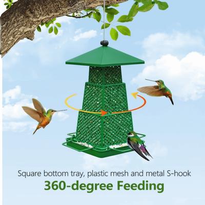 Windproof Wild Bird Feeder Large Capacity Folding Bird Food Dispenser with Hang Rope Multi-purpose Bird Feeding Container