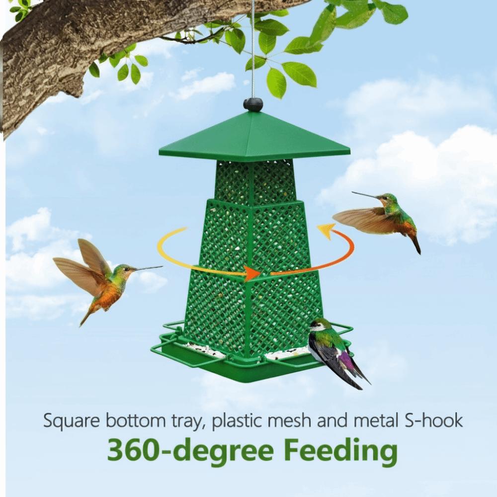 Windproof Wild Bird Feeder Folding Large Capacity Bird Food Dispenser Multi-purpose with Hang Rope Hanging Bird Feeder Outdoor