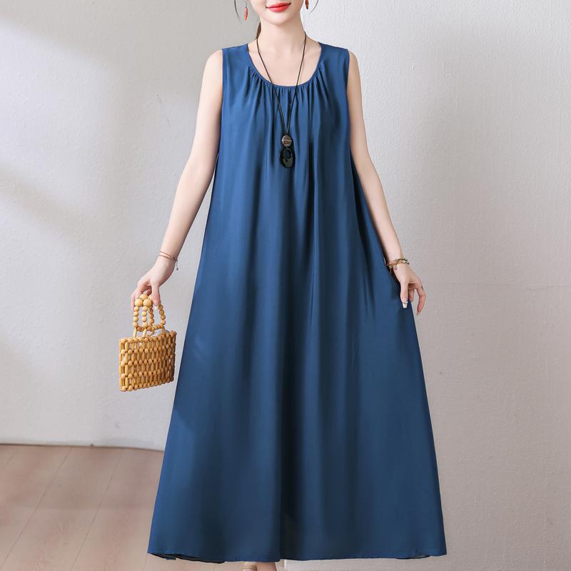 Plus Size Summer Long Dress for Women Clothes Elegant Sleeveless Loose Casual Dress