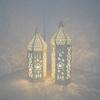 Decorative Candle Lanterns Moroccans Lanterns Retro Golden Metal Lanterns Candle Holder for Home Patios Outdoor Decors