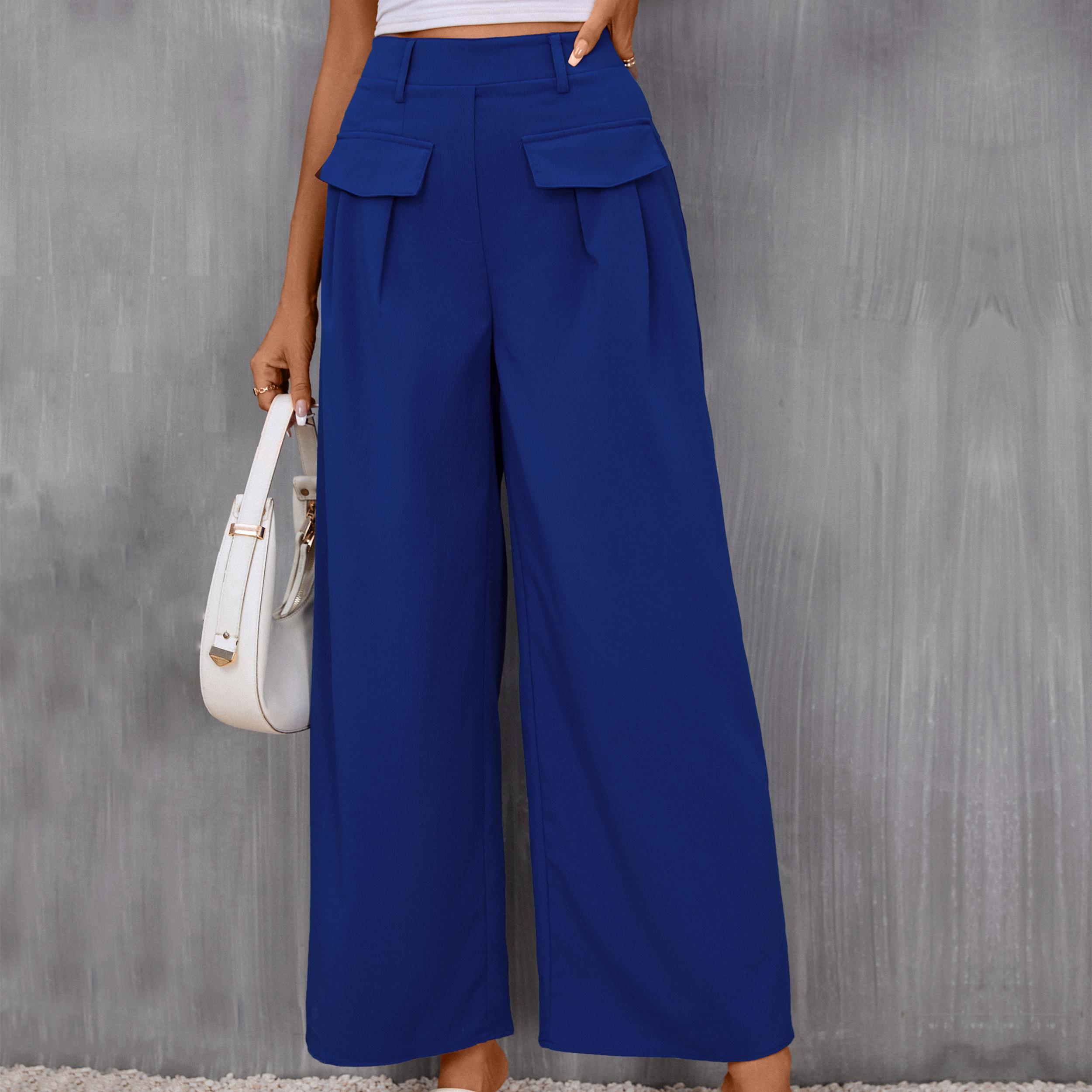 

Женские модные повседневные однотонные брюки с принтом, брюки и капри XL синий