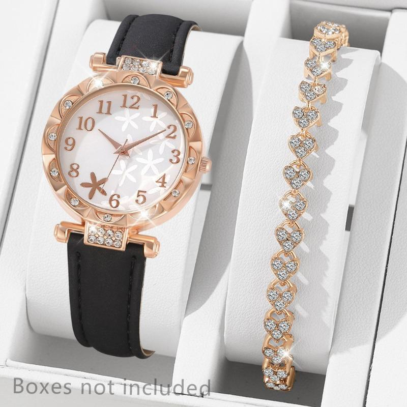 Star Watch Women's Diamond Belt Digital Dial Quartz Watch High Value Watch Set