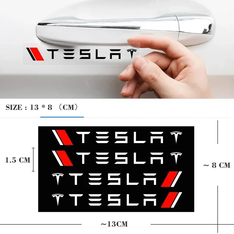 Car Sticker Tesla 4pcs Car Door Handle Stickers Body Vinyl Stickers Decals Accessories for Tesla 3 S X Y Roadster WYE