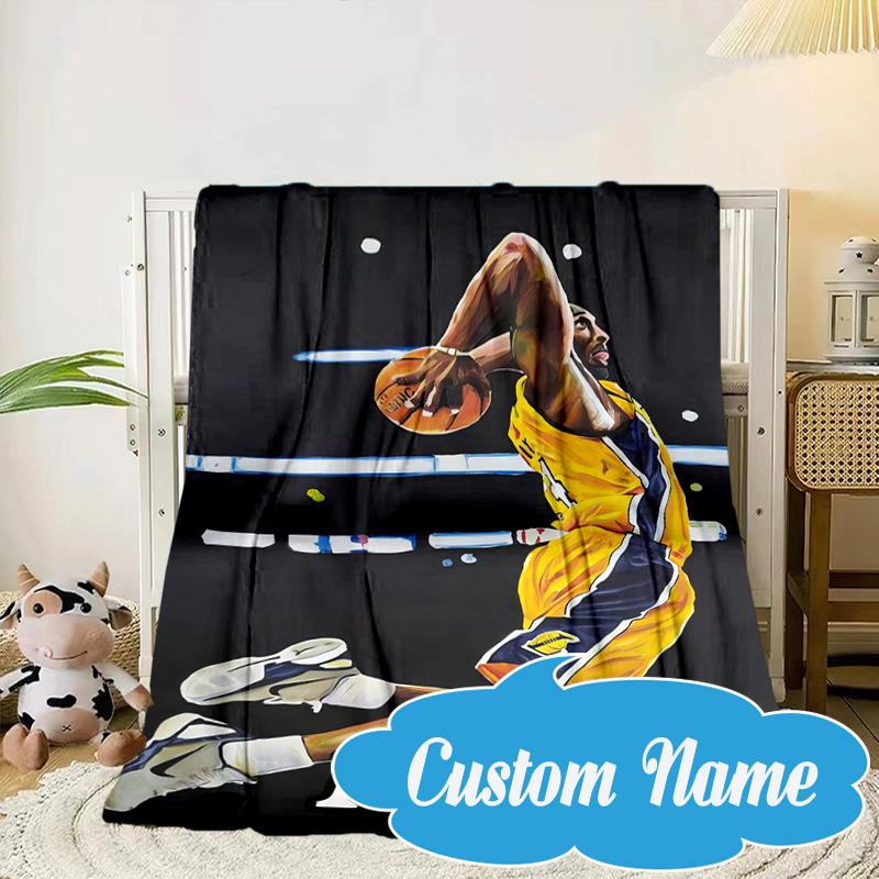 Custom Name Basketball Player Action Blanket Bed Sofa Blanket Flannel Blanket for Camping, Hiking, Picnic Essentials,gift for Fan Family