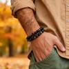 Handmade Men Strand Bracelet 2Pcs/Set Blue Howlite Lava Hematite Stone Healing Braclet Classic Cross Wrap Braslet Wrist Jewelry