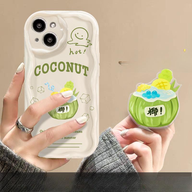 Applicable To Apple 14promax Mobile Phone Case Iphone13 Full Inclusion 11/12 Cool Coconut Stand Women's Model Xs/xr
