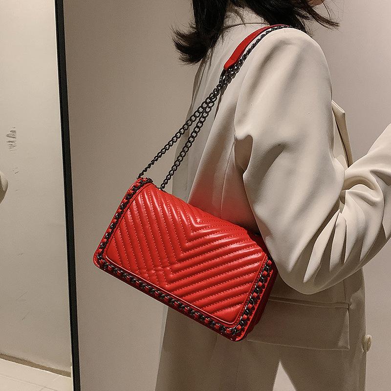 New Vintage Fashion Hundred Soft Premium Texture Quilted Bag - Women's Textured Chain Shoulder Crossbody Bag