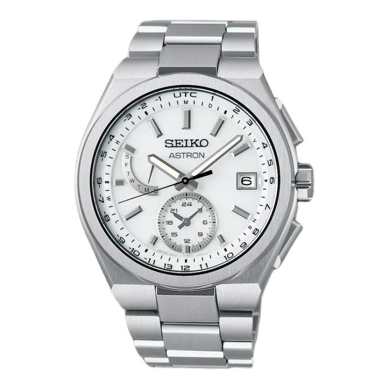 

SEIKO ASTRON series 100 meters waterproof solar Quartz titanium strap 41.3mm men s watch silver dial SBXY085