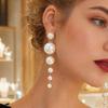 1 Pair Women Earrings, Imitation Pearls Long Earrings, French Style Long Drop Earrings, Lightweight Natural Earrings for Jewelry Gift