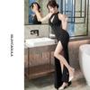 ISLAYCAOLILA DV1 Iana Dress Cabaret Mini Club Party Maxi Evening Ring Sleeveless Women's (Size M, Black) - Dress, Dress, Dress, Dress, Tight, Long,