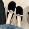 Xiaoxiangfeng Fluffy Shoes for Women In Autumn and Winter, Wearing Velvet White Internet Celebrities, Pedal Doudou Shoes 2025 Cotton Shoes