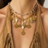 2pcs/set Vintage Inspired Beaded Coin Necklace Stackable Fringe Design Collarbone Chain for Daily Wear Accessories