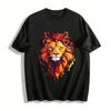 Cool Flame Lion Print Casual Loose Crewneck Unisex T-Shirt Pure Cotton T-shirt