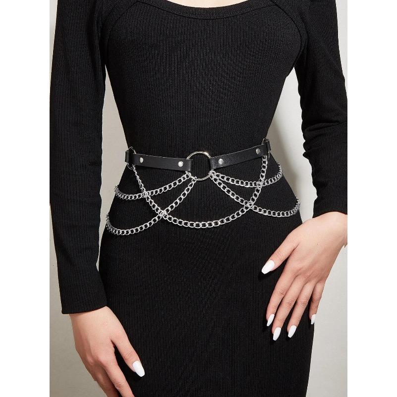 Women Fashion Belt Chain Street Style Belt With Chain Gothic Harness Chain Bustier Harness Waist Belt Clothing Accessorie