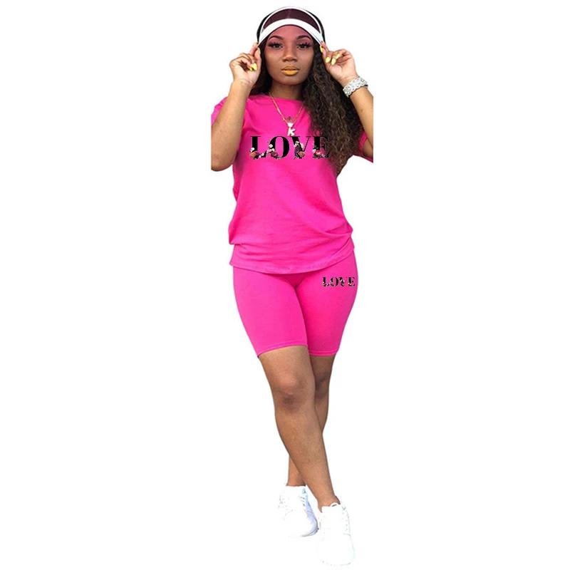 Sommer-Outfits Damen Trainingsanzug Druck Lässiges Shorts-Set Outdoor-Sport Jogging Damenbekleidung Tägliches T-Shirt Shorts 2-teiliges Anzug