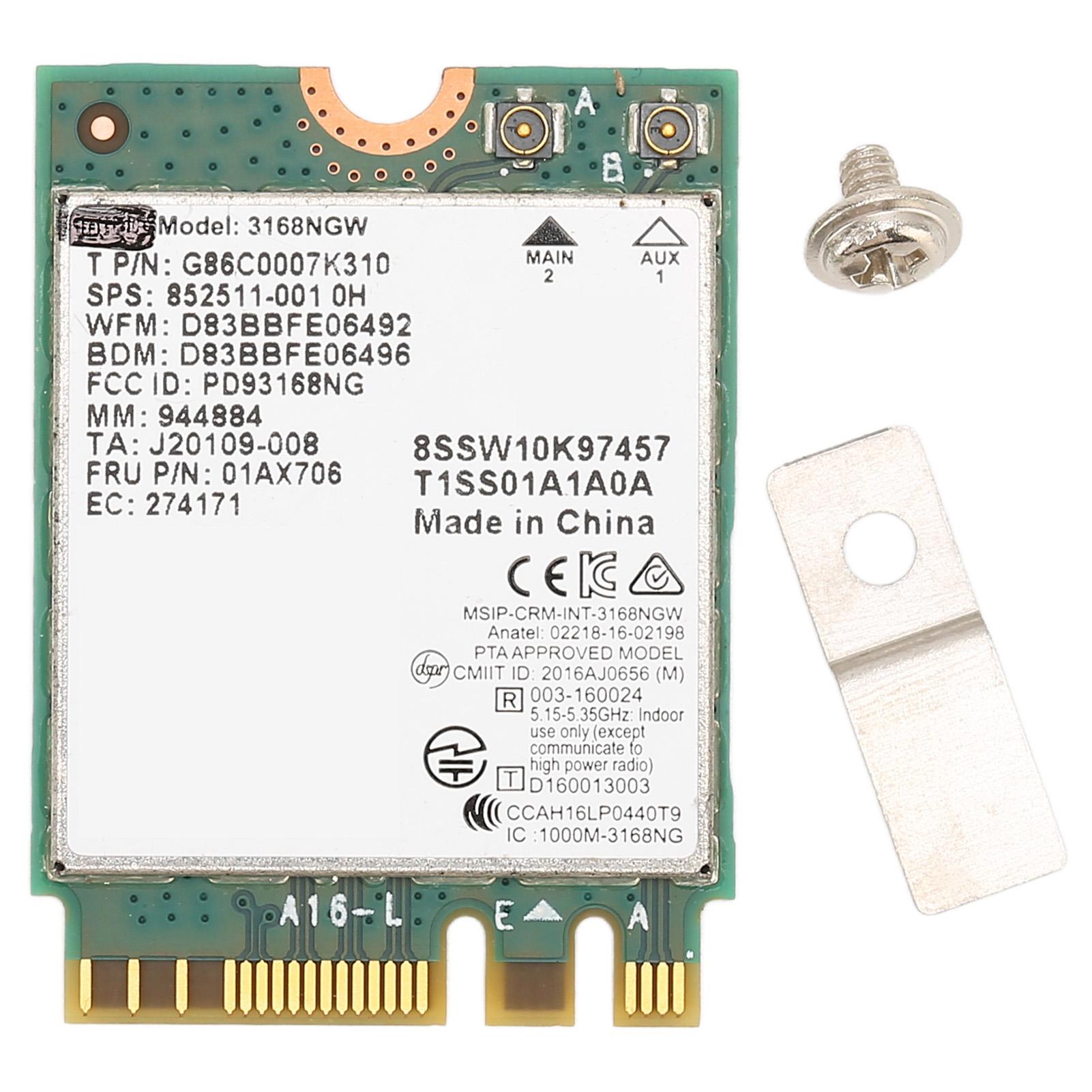 

Бездротовий модуль 3168NGW AC NGFF M.2 2.4G 5G Двочастотний 600 Мбіт/с BT 4.2 Мережева карта WIFI