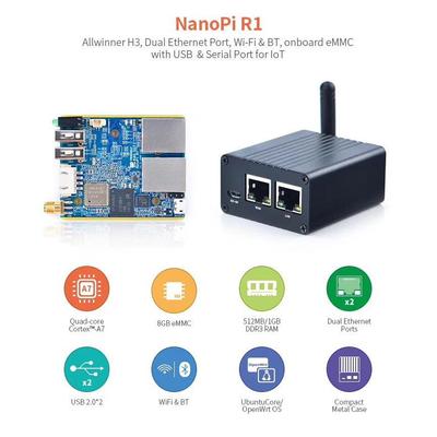 NanoPi R1 Combo: Allwinner H3 Quad-Core Cortex-A7, 1GB RAM, 8GB Opslag, Linux