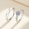 2PCS 925 Sterling Silver Couple Ring Adjustable Simplicity Fashion Exquisite Men Women Jewelry Accessories Wedding Party Gift