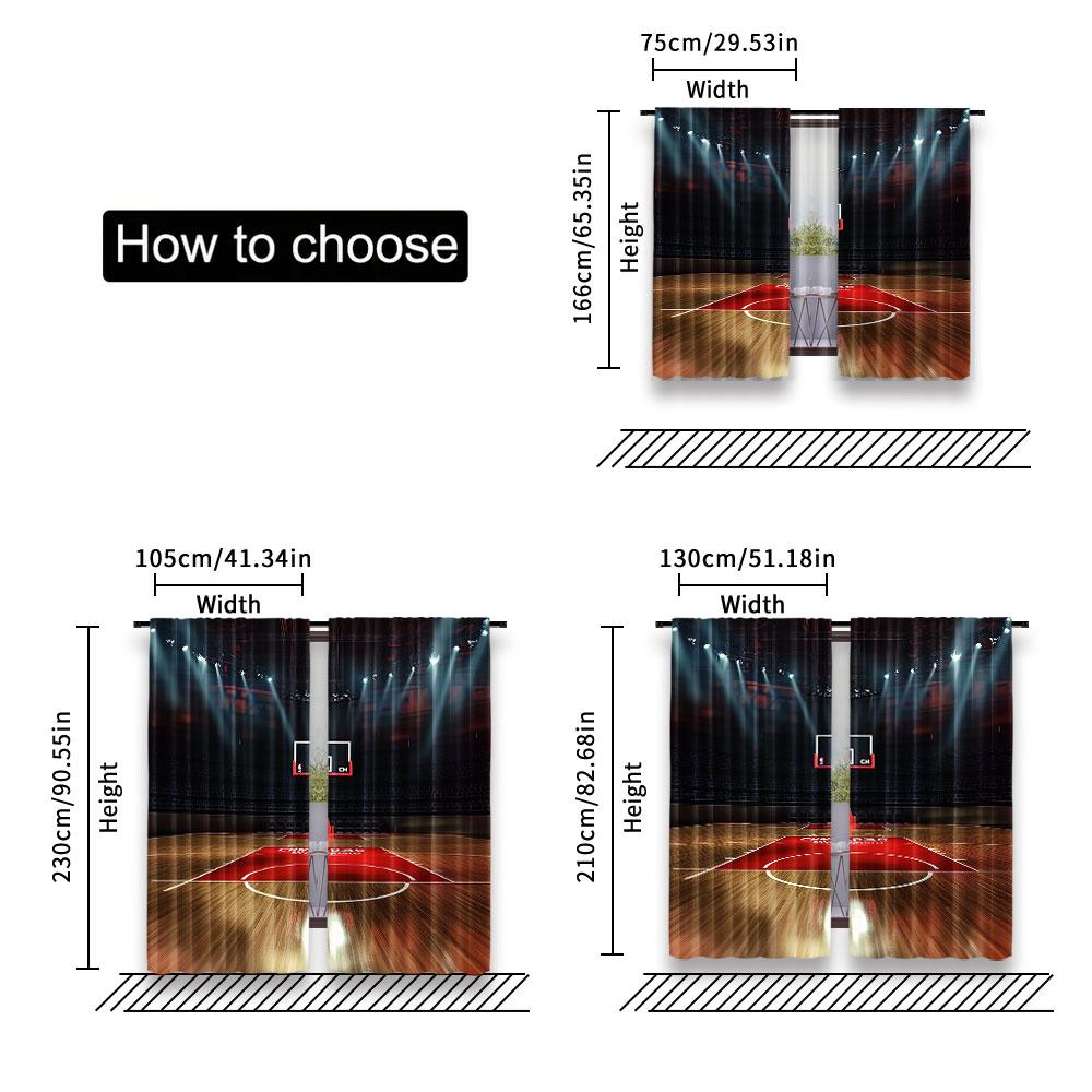 2 Stück Herren Basketball Vorhänge Sportthema Ballplatz Arena Stadion Feld Geeignet Für Schlafzimmer Küche Esszimmer Wohnzimmer