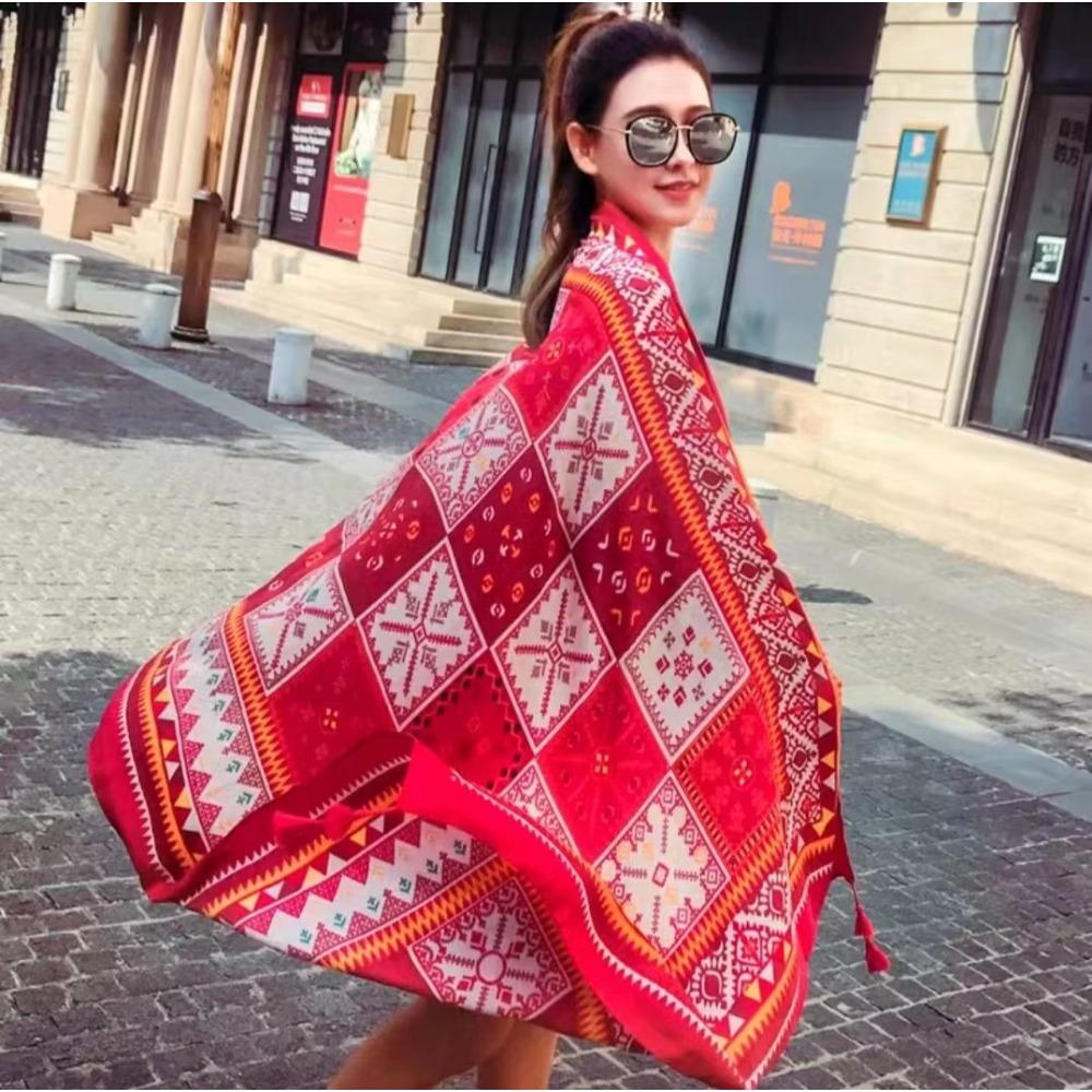 Chaka Salt Lake Great Northwest Tourism Ethnic Style Scarf Silk Scarf Women'S Summer Seaside Beach Shawl Sunscreen Thin