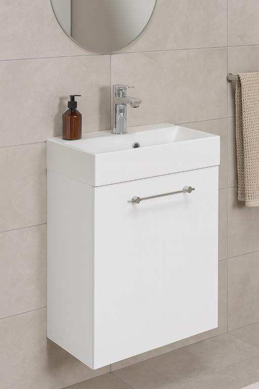 Elara Hanging Bathroom Cabinet With Sink , Gloss, Handle