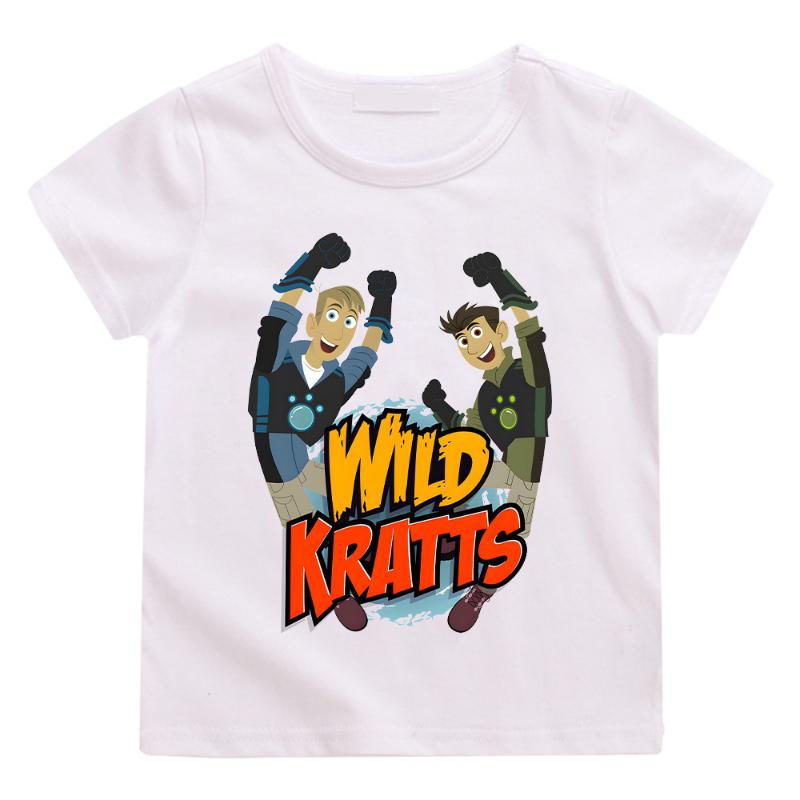 Wild Kratts Cartoon T-Shirt Anime-Druck Neues Baumwoll-T-Shirt Kinder Spaß-Top Abenteuer-Cartoon-Tees Coole Jungen Kurzarm-Kleidung