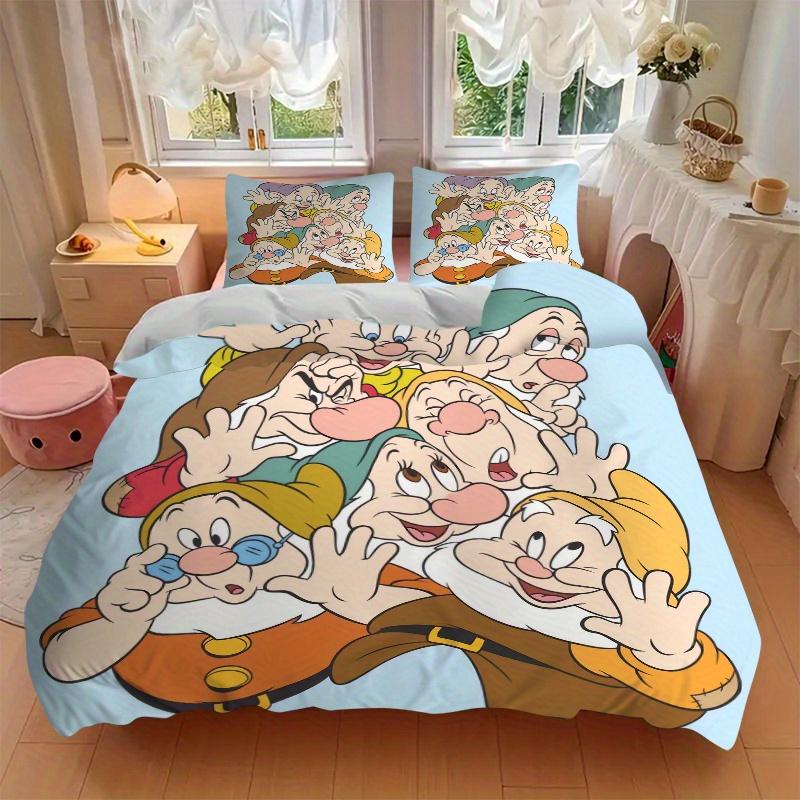 3pcs Happy Dwarfs Bedding Set, Including 1 Quilt Cover and 2 Pillow Shams, Without Filling, Soft and Comfortable Home Bedroom Fabric, Fashionable