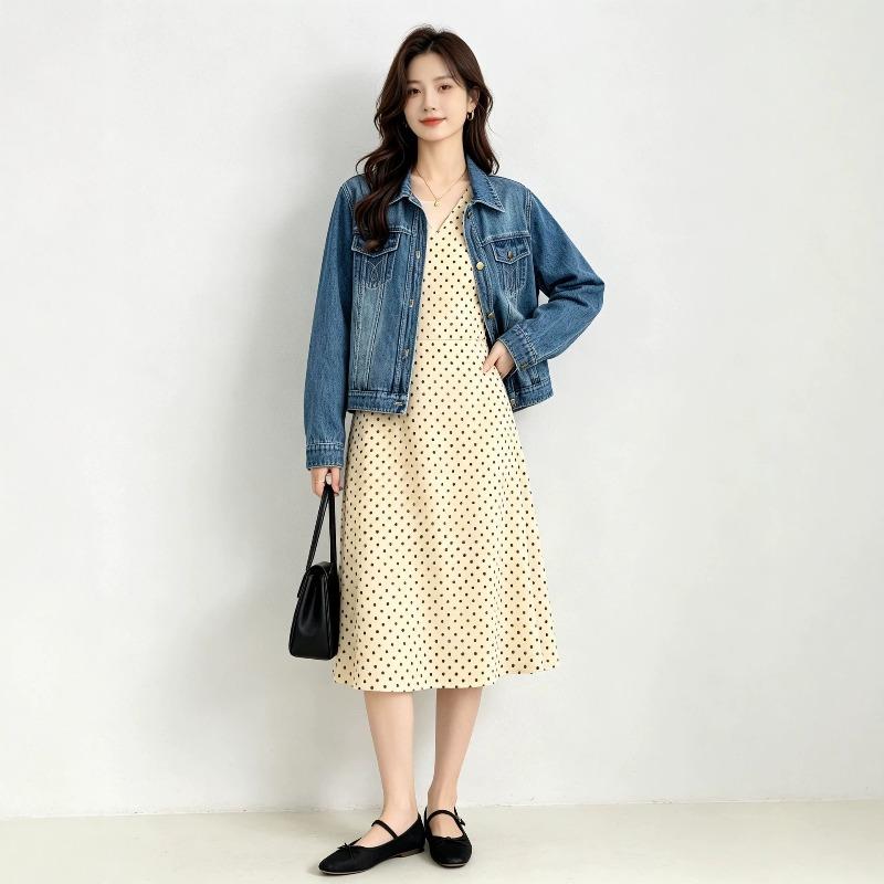 Basic denim jacket women's versatile short lapel old and thin casual top