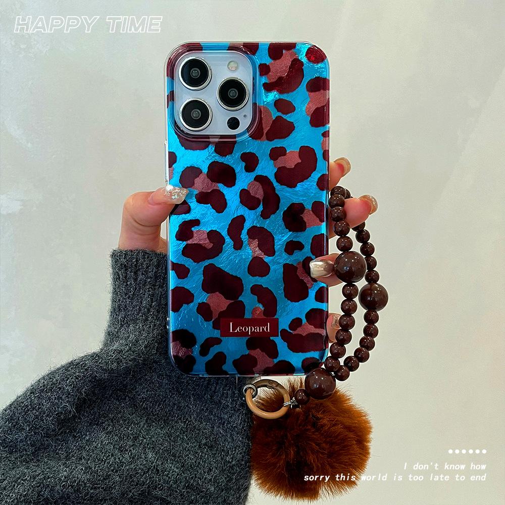 Applicable To Apple 16promax Leopard Polka Dot Phone Case IPhone 13 Bracelet New Style Lanyard Protection Case