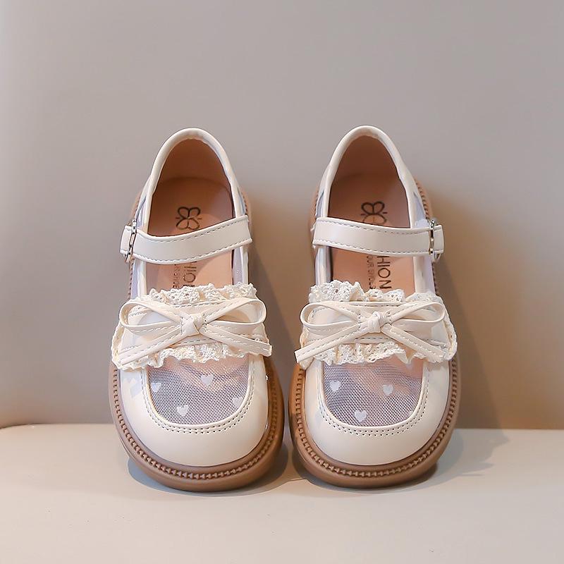 British Style Girls' Leather Mesh Soft Sole Princess Shoes - 2025 Summer Collection