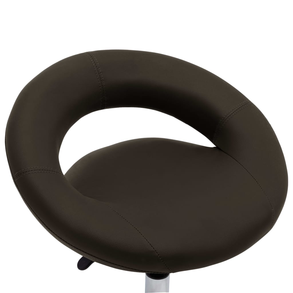 Rolling Work Stool In Brown Faux Leather