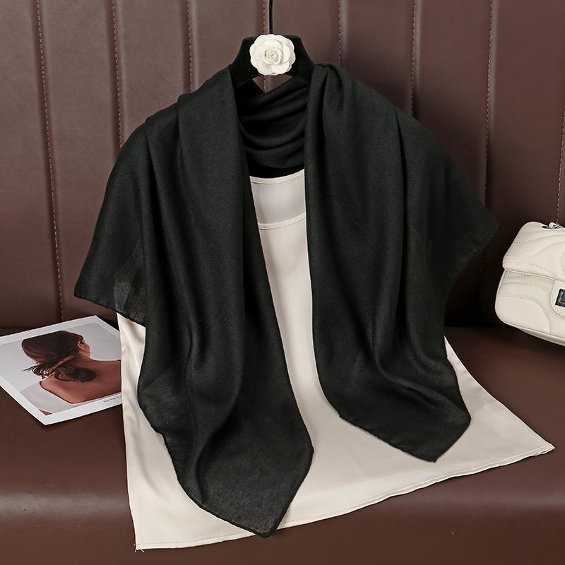 90*90Cm Thin Soft Square Scarves For Women Simplicity Solid Color Cotton Linen Headscarf Muslim Female'S Hijabs Bag Accessories